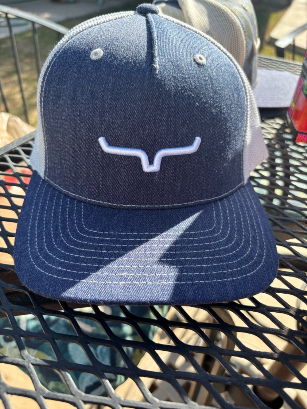 Kimes Ranch White and Blue Mesh Trucker Hat